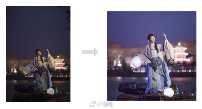 夜景调色:用LR给夜景人像进行修图,PS教程,素材中国网